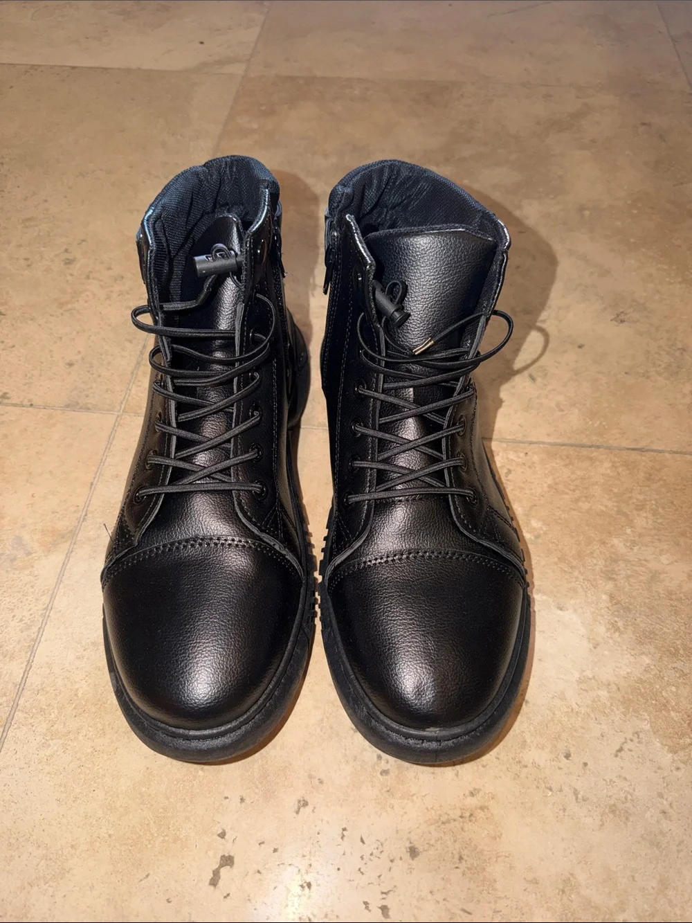 Men's Black Lace-Up Combat Boots